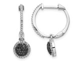 2/5 Carat (ctw) Black & White Diamond Hoop Dangle Earrings in Sterling Silver